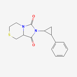 molecular formula C15H16N2O2S B7427956 2-(2-Phenylcyclopropyl)-5,6,8,8a-tetrahydroimidazo[5,1-c][1,4]thiazine-1,3-dione 