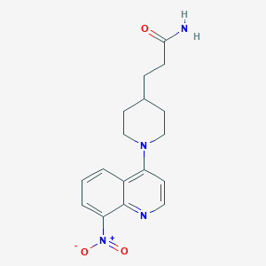 molecular formula C17H20N4O3 B7427969 3-[1-(8-Nitroquinolin-4-yl)piperidin-4-yl]propanamide 