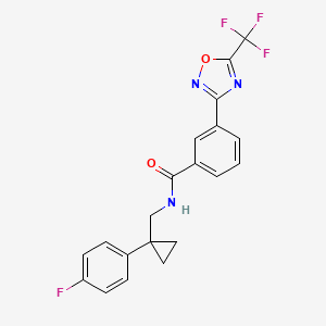 molecular formula C20H15F4N3O2 B7427986 N-[[1-(4-fluorophenyl)cyclopropyl]methyl]-3-[5-(trifluoromethyl)-1,2,4-oxadiazol-3-yl]benzamide 