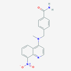 molecular formula C18H16N4O3 B7428003 4-[[Methyl-(8-nitroquinolin-4-yl)amino]methyl]benzamide 