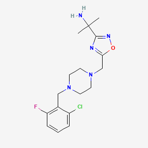 2-[5-[[4-[(2-Chloro-6-fluorophenyl)methyl]piperazin-1-yl]methyl]-1,2,4-oxadiazol-3-yl]propan-2-amine