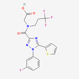 2-[[1-(3-Fluorophenyl)-5-thiophen-2-yl-1,2,4-triazole-3-carbonyl]-(3,3,3-trifluoropropyl)amino]acetic acid