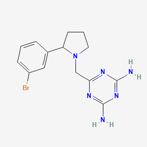 molecular formula C14H17BrN6 B7428101 6-[[2-(3-Bromophenyl)pyrrolidin-1-yl]methyl]-1,3,5-triazine-2,4-diamine 