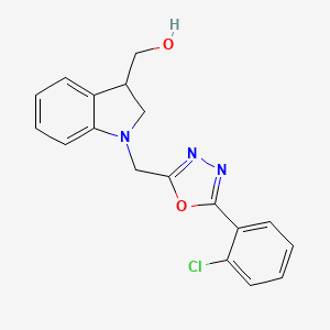 molecular formula C18H16ClN3O2 B7428135 [1-[[5-(2-Chlorophenyl)-1,3,4-oxadiazol-2-yl]methyl]-2,3-dihydroindol-3-yl]methanol 