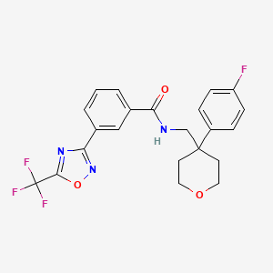 N-[[4-(4-fluorophenyl)oxan-4-yl]methyl]-3-[5-(trifluoromethyl)-1,2,4-oxadiazol-3-yl]benzamide