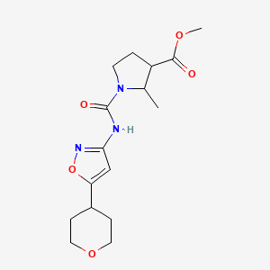 Methyl 2-methyl-1-[[5-(oxan-4-yl)-1,2-oxazol-3-yl]carbamoyl]pyrrolidine-3-carboxylate