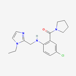 molecular formula C17H21ClN4O B7428166 [5-Chloro-2-[(1-ethylimidazol-2-yl)methylamino]phenyl]-pyrrolidin-1-ylmethanone 