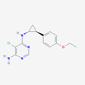 molecular formula C15H17ClN4O B7428218 5-chloro-4-N-[(1R,2S)-2-(4-ethoxyphenyl)cyclopropyl]pyrimidine-4,6-diamine 