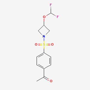 molecular formula C12H13F2NO4S B7428240 1-[4-[3-(Difluoromethoxy)azetidin-1-yl]sulfonylphenyl]ethanone 