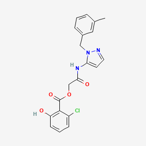 [2-[[2-[(3-Methylphenyl)methyl]pyrazol-3-yl]amino]-2-oxoethyl] 2-chloro-6-hydroxybenzoate