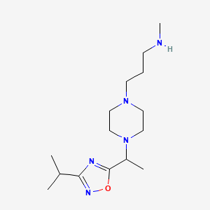 molecular formula C15H29N5O B7428308 N-methyl-3-[4-[1-(3-propan-2-yl-1,2,4-oxadiazol-5-yl)ethyl]piperazin-1-yl]propan-1-amine 