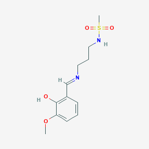 molecular formula C12H18N2O4S B7428316 N-[3-[(2-hydroxy-3-methoxyphenyl)methylideneamino]propyl]methanesulfonamide 