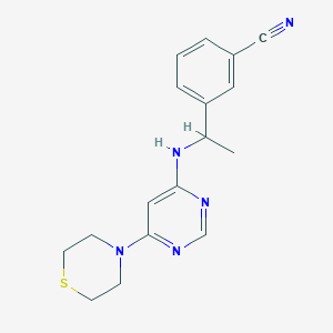 3-[1-[(6-Thiomorpholin-4-ylpyrimidin-4-yl)amino]ethyl]benzonitrile