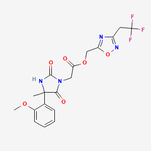 molecular formula C18H17F3N4O6 B7428431 [3-(2,2,2-Trifluoroethyl)-1,2,4-oxadiazol-5-yl]methyl 2-[4-(2-methoxyphenyl)-4-methyl-2,5-dioxoimidazolidin-1-yl]acetate 