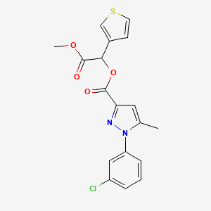 molecular formula C18H15ClN2O4S B7428434 (2-Methoxy-2-oxo-1-thiophen-3-ylethyl) 1-(3-chlorophenyl)-5-methylpyrazole-3-carboxylate 