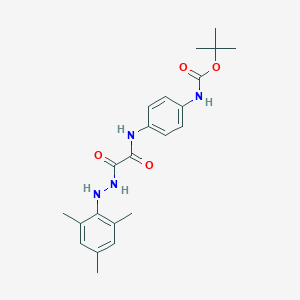 molecular formula C22H28N4O4 B7428436 tert-butyl N-[4-[[2-oxo-2-[2-(2,4,6-trimethylphenyl)hydrazinyl]acetyl]amino]phenyl]carbamate 