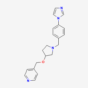 molecular formula C20H22N4O B7428444 4-[[1-[(4-Imidazol-1-ylphenyl)methyl]pyrrolidin-3-yl]oxymethyl]pyridine 