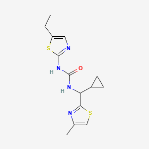 molecular formula C14H18N4OS2 B7428462 1-[Cyclopropyl-(4-methyl-1,3-thiazol-2-yl)methyl]-3-(5-ethyl-1,3-thiazol-2-yl)urea 