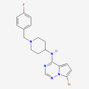 molecular formula C18H19BrFN5 B7428487 7-bromo-N-[1-[(4-fluorophenyl)methyl]piperidin-4-yl]pyrrolo[2,1-f][1,2,4]triazin-4-amine 