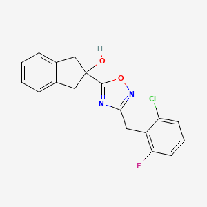 2-[3-[(2-Chloro-6-fluorophenyl)methyl]-1,2,4-oxadiazol-5-yl]-1,3-dihydroinden-2-ol