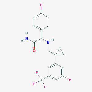 2-(4-Fluorophenyl)-2-[[1-[3-fluoro-5-(trifluoromethyl)phenyl]cyclopropyl]methylamino]acetamide