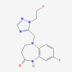 molecular formula C14H15F2N5O B7428557 7-fluoro-1-[[2-(2-fluoroethyl)-1,2,4-triazol-3-yl]methyl]-3,5-dihydro-2H-1,5-benzodiazepin-4-one 