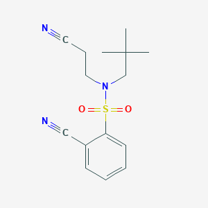 molecular formula C15H19N3O2S B7428592 2-cyano-N-(2-cyanoethyl)-N-(2,2-dimethylpropyl)benzenesulfonamide 