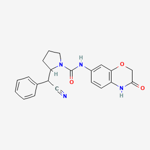 molecular formula C21H20N4O3 B7428609 2-[cyano(phenyl)methyl]-N-(3-oxo-4H-1,4-benzoxazin-7-yl)pyrrolidine-1-carboxamide 