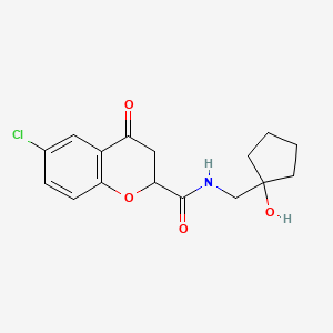 molecular formula C16H18ClNO4 B7428621 6-chloro-N-[(1-hydroxycyclopentyl)methyl]-4-oxo-2,3-dihydrochromene-2-carboxamide 