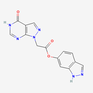 molecular formula C14H10N6O3 B7428645 1H-indazol-6-yl 2-(4-oxo-5H-pyrazolo[3,4-d]pyrimidin-1-yl)acetate 