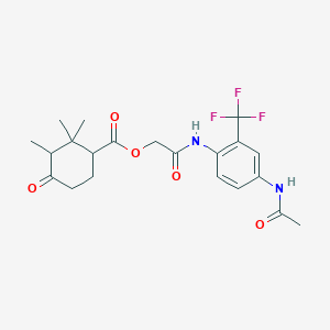 molecular formula C21H25F3N2O5 B7428685 [2-[4-Acetamido-2-(trifluoromethyl)anilino]-2-oxoethyl] 2,2,3-trimethyl-4-oxocyclohexane-1-carboxylate 