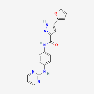 molecular formula C18H14N6O2 B7428697 5-(furan-2-yl)-N-[4-(pyrimidin-2-ylamino)phenyl]-1H-pyrazole-3-carboxamide 