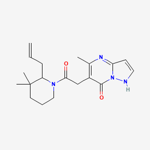 molecular formula C19H26N4O2 B7428714 6-[2-(3,3-dimethyl-2-prop-2-enylpiperidin-1-yl)-2-oxoethyl]-5-methyl-1H-pyrazolo[1,5-a]pyrimidin-7-one 