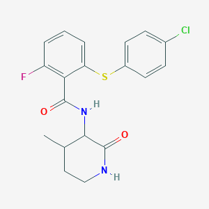 2-(4-chlorophenyl)sulfanyl-6-fluoro-N-(4-methyl-2-oxopiperidin-3-yl)benzamide