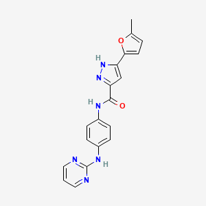 molecular formula C19H16N6O2 B7428761 5-(5-methylfuran-2-yl)-N-[4-(pyrimidin-2-ylamino)phenyl]-1H-pyrazole-3-carboxamide 