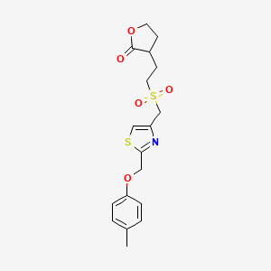 molecular formula C18H21NO5S2 B7428822 3-[2-[[2-[(4-Methylphenoxy)methyl]-1,3-thiazol-4-yl]methylsulfonyl]ethyl]oxolan-2-one 