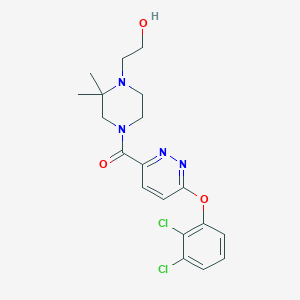 molecular formula C19H22Cl2N4O3 B7428828 [6-(2,3-Dichlorophenoxy)pyridazin-3-yl]-[4-(2-hydroxyethyl)-3,3-dimethylpiperazin-1-yl]methanone 