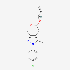 molecular formula C17H19ClN2O2 B7428830 But-3-en-2-yl 2-[1-(4-chlorophenyl)-3,5-dimethylpyrazol-4-yl]acetate 