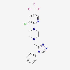 molecular formula C19H18ClF3N6 B7428849 1-[3-Chloro-5-(trifluoromethyl)pyridin-2-yl]-4-[(4-phenyl-1,2,4-triazol-3-yl)methyl]piperazine 