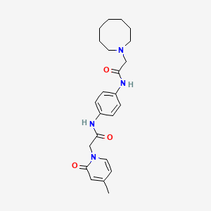 molecular formula C23H30N4O3 B7428870 2-(azocan-1-yl)-N-[4-[[2-(4-methyl-2-oxopyridin-1-yl)acetyl]amino]phenyl]acetamide 