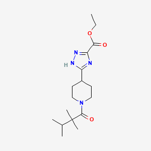 ethyl 5-[1-(2,2,3-trimethylbutanoyl)piperidin-4-yl]-1H-1,2,4-triazole-3-carboxylate