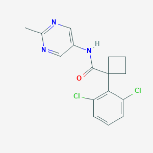 molecular formula C16H15Cl2N3O B7428881 1-(2,6-dichlorophenyl)-N-(2-methylpyrimidin-5-yl)cyclobutane-1-carboxamide 