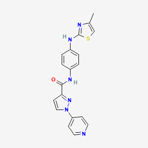 molecular formula C19H16N6OS B7428901 N-[4-[(4-methyl-1,3-thiazol-2-yl)amino]phenyl]-1-pyridin-4-ylpyrazole-3-carboxamide 