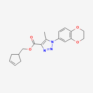 molecular formula C18H19N3O4 B7428929 Cyclopent-3-en-1-ylmethyl 1-(2,3-dihydro-1,4-benzodioxin-6-yl)-5-methyltriazole-4-carboxylate 