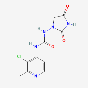 molecular formula C10H10ClN5O3 B7428943 1-(3-Chloro-2-methylpyridin-4-yl)-3-(2,4-dioxoimidazolidin-1-yl)urea 