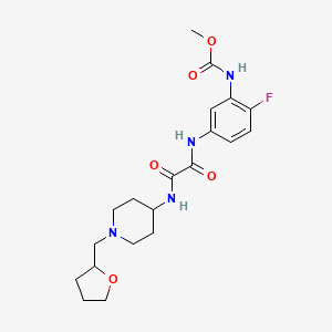 molecular formula C20H27FN4O5 B7428959 methyl N-[2-fluoro-5-[[2-oxo-2-[[1-(oxolan-2-ylmethyl)piperidin-4-yl]amino]acetyl]amino]phenyl]carbamate 