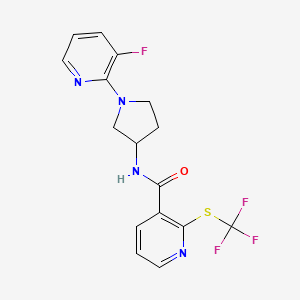 molecular formula C16H14F4N4OS B7428969 N-[1-(3-fluoropyridin-2-yl)pyrrolidin-3-yl]-2-(trifluoromethylsulfanyl)pyridine-3-carboxamide 