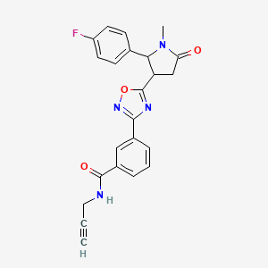 molecular formula C23H19FN4O3 B7428981 3-[5-[2-(4-fluorophenyl)-1-methyl-5-oxopyrrolidin-3-yl]-1,2,4-oxadiazol-3-yl]-N-prop-2-ynylbenzamide 