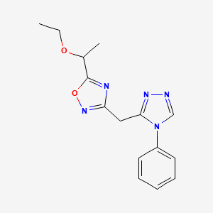 molecular formula C15H17N5O2 B7428987 5-(1-Ethoxyethyl)-3-[(4-phenyl-1,2,4-triazol-3-yl)methyl]-1,2,4-oxadiazole 
