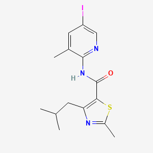 molecular formula C15H18IN3OS B7429006 N-(5-iodo-3-methylpyridin-2-yl)-2-methyl-4-(2-methylpropyl)-1,3-thiazole-5-carboxamide 